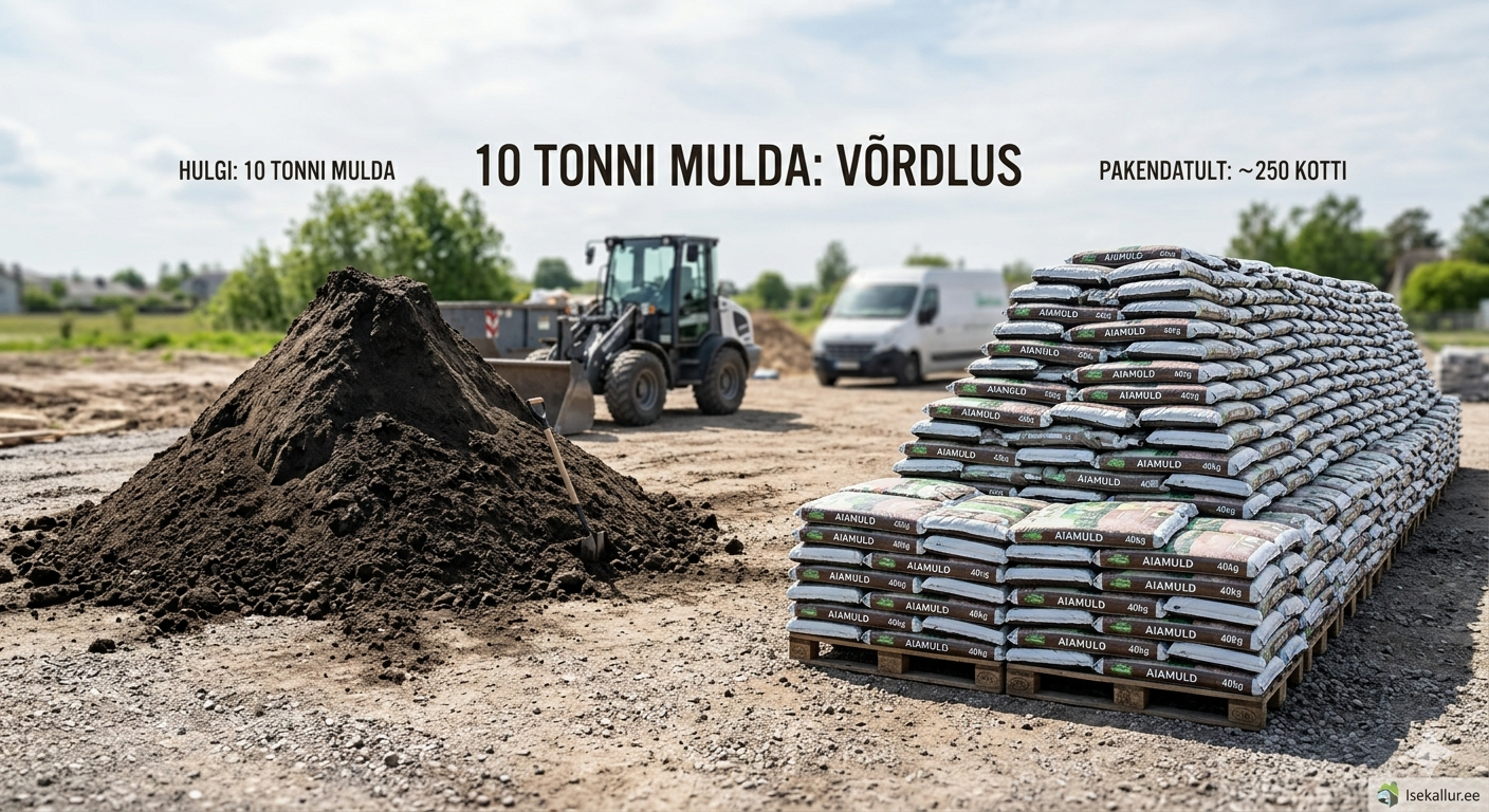 10 tonni mulla võrdlus 40kg kottides